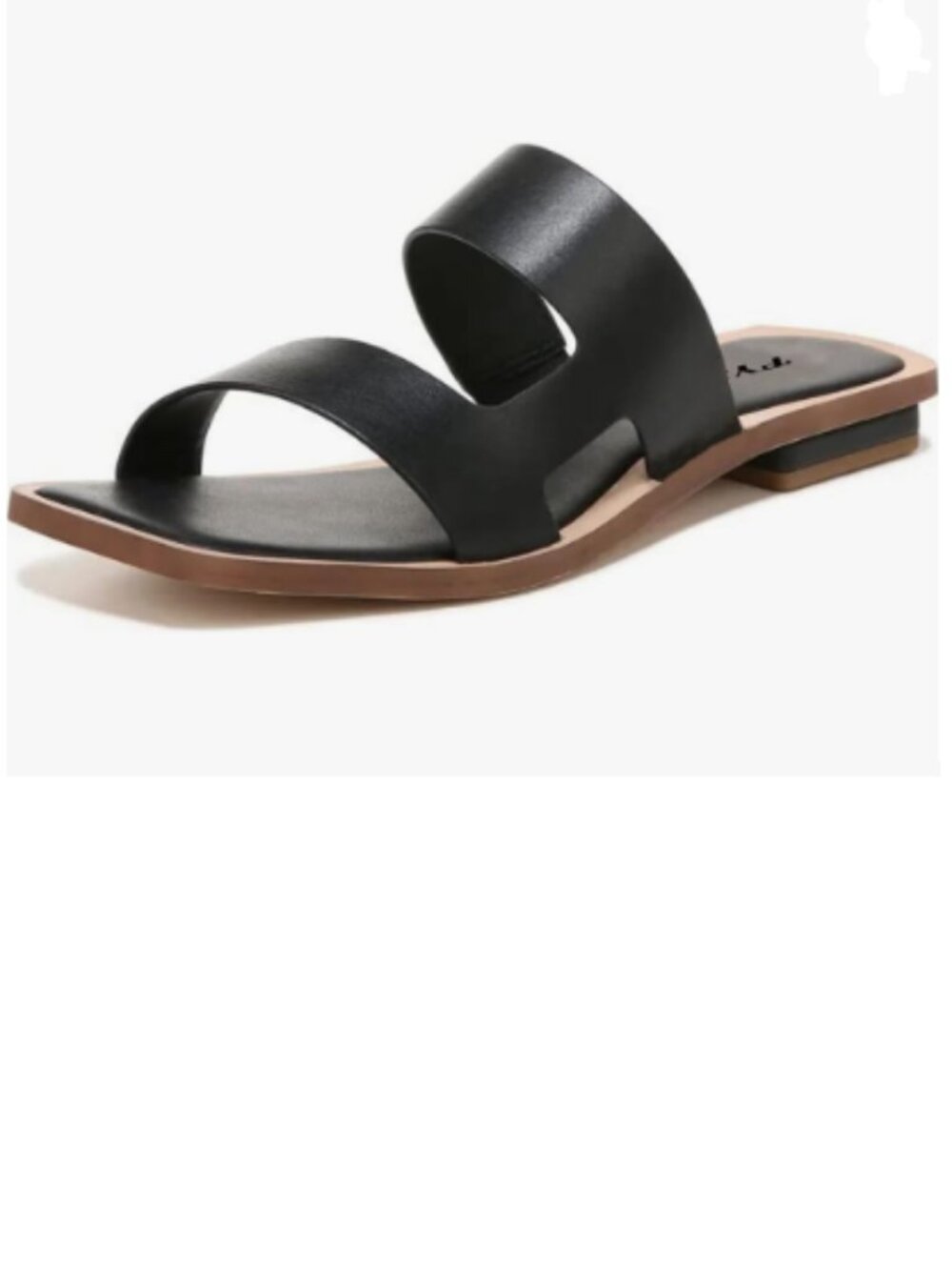 FYS Black Square Open Toe  Sandals Two Strap Slip On Outdoor Slippers Beach Shoe